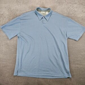 Burma‎ Bibas Blue Polo Shirt Mens Short Sleeve Knit Geometric Golf Sze Med